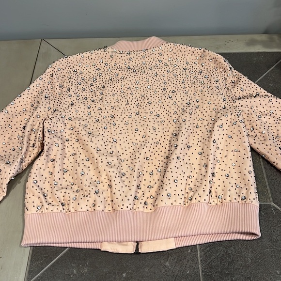 Alice + Olivia Demia Embellished Silk Cropped Bomber Jacket - Picture 9 of 12